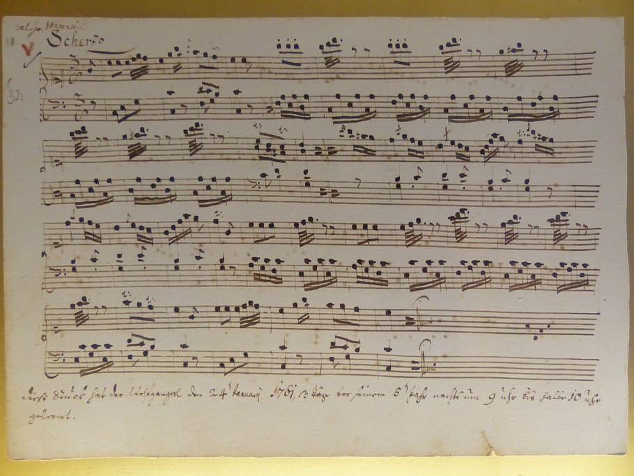 white musical note paper, once notebook, leopold mozart, salzburg, HD wallpaper