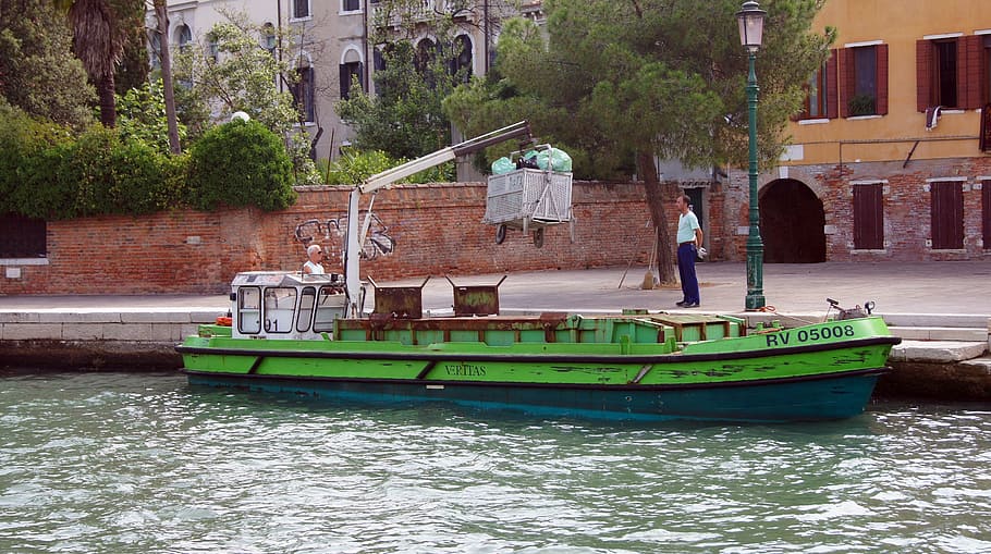 venice, lagoon, trash cans, nautical vessel, mode of transportation HD wallpaper