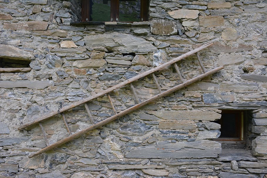 ladder, facade, wall, architecture, built structure, no people HD wallpaper