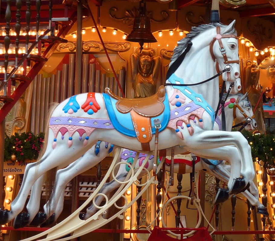Carousel, Amuse, Decoration, Ride, fair square, fairground, HD wallpaper