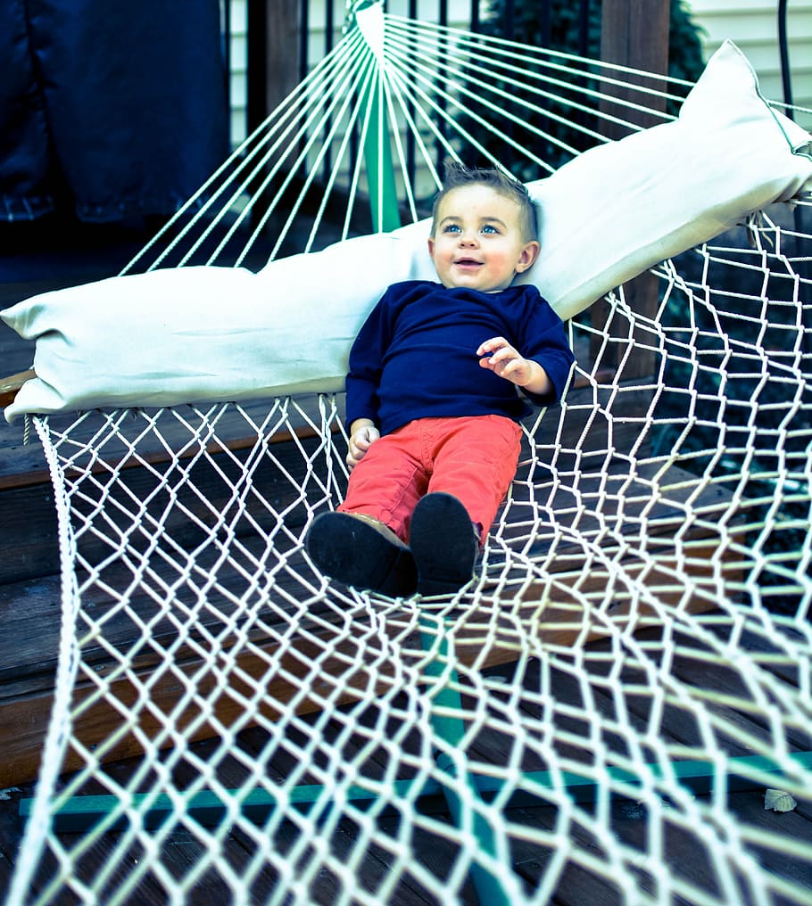 boy, hammock, relax, child, kid, summer, childhood, leisure HD wallpaper