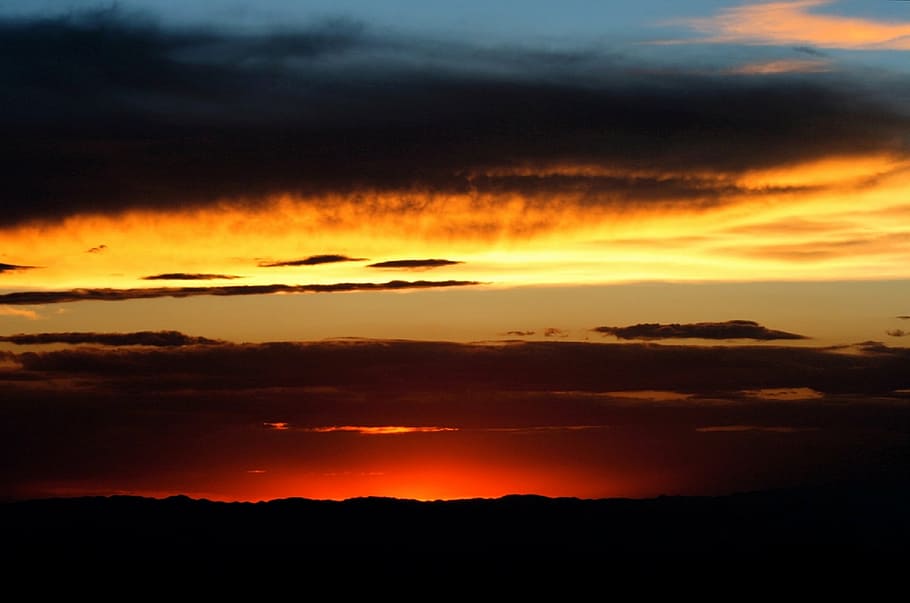 silhouette of land during golden hour, sunset, landscape, scenic HD wallpaper