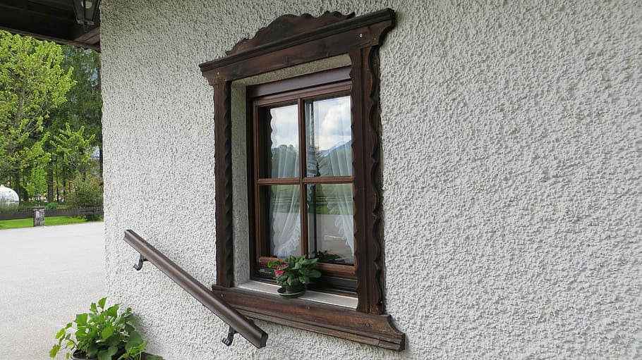 window, wood, flower, old window, wall, wooden, glass, traditional HD wallpaper