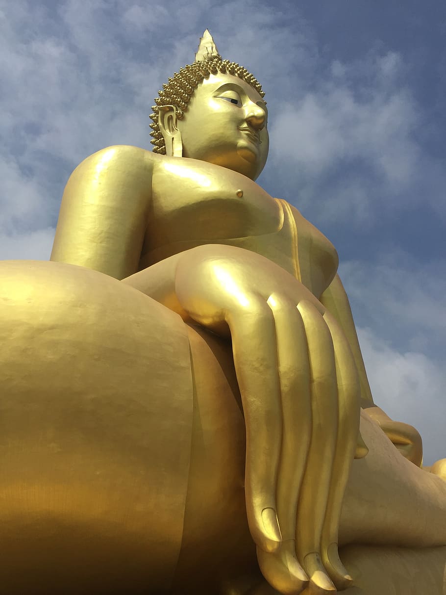 buddha statue, measure, faith, religion, thailand, buddhism