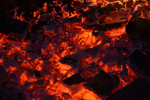 fire, embers, background, burn, hot, campfire, glowing, barbecue HD wallpaper