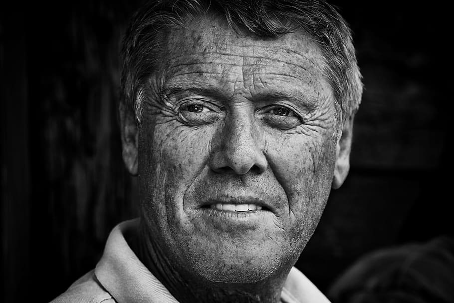 person, human, face, ripe, old, fold, close, senior Adult, black And White HD wallpaper