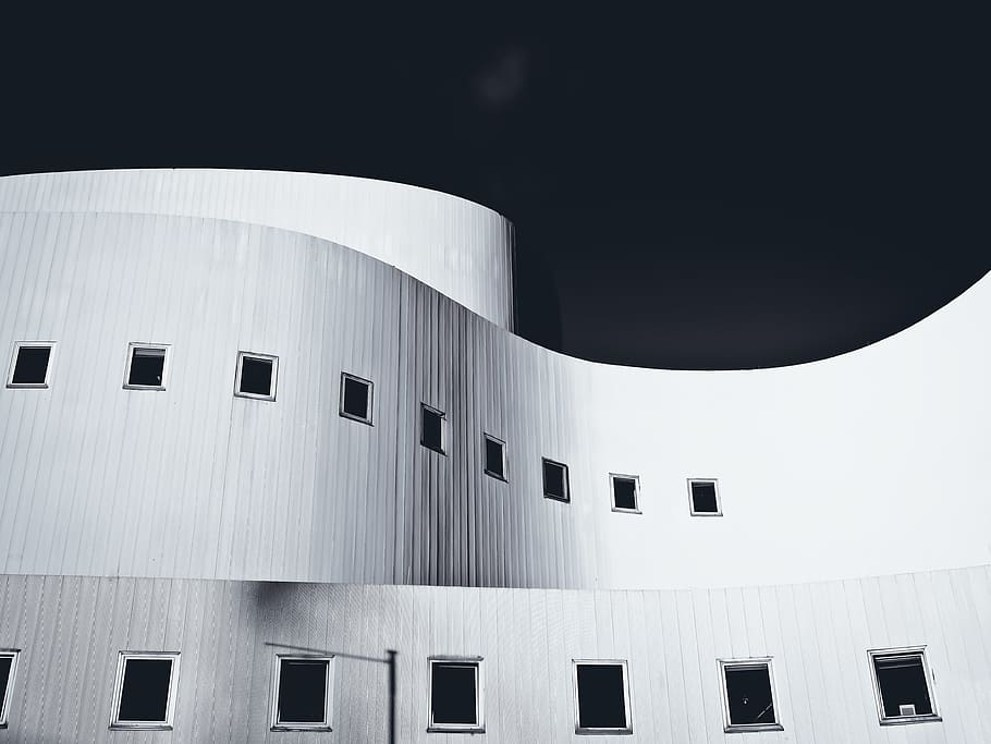 white and black camera film, architecture, swinging, modern HD wallpaper