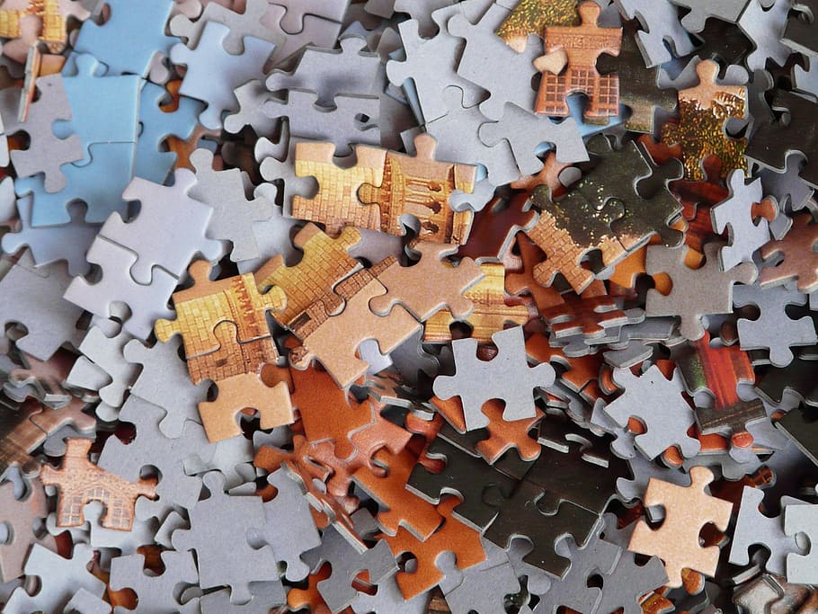 jigsaw puzzle lot, Unfinished, Mess, Unresolved, chaos, pieces of the puzzle, HD wallpaper