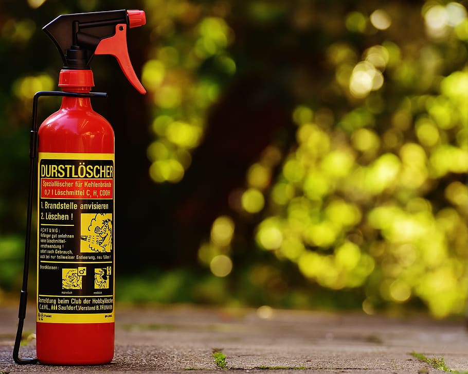 blur, emergency, caution, warning, can, danger, fire extinguisher HD wallpaper