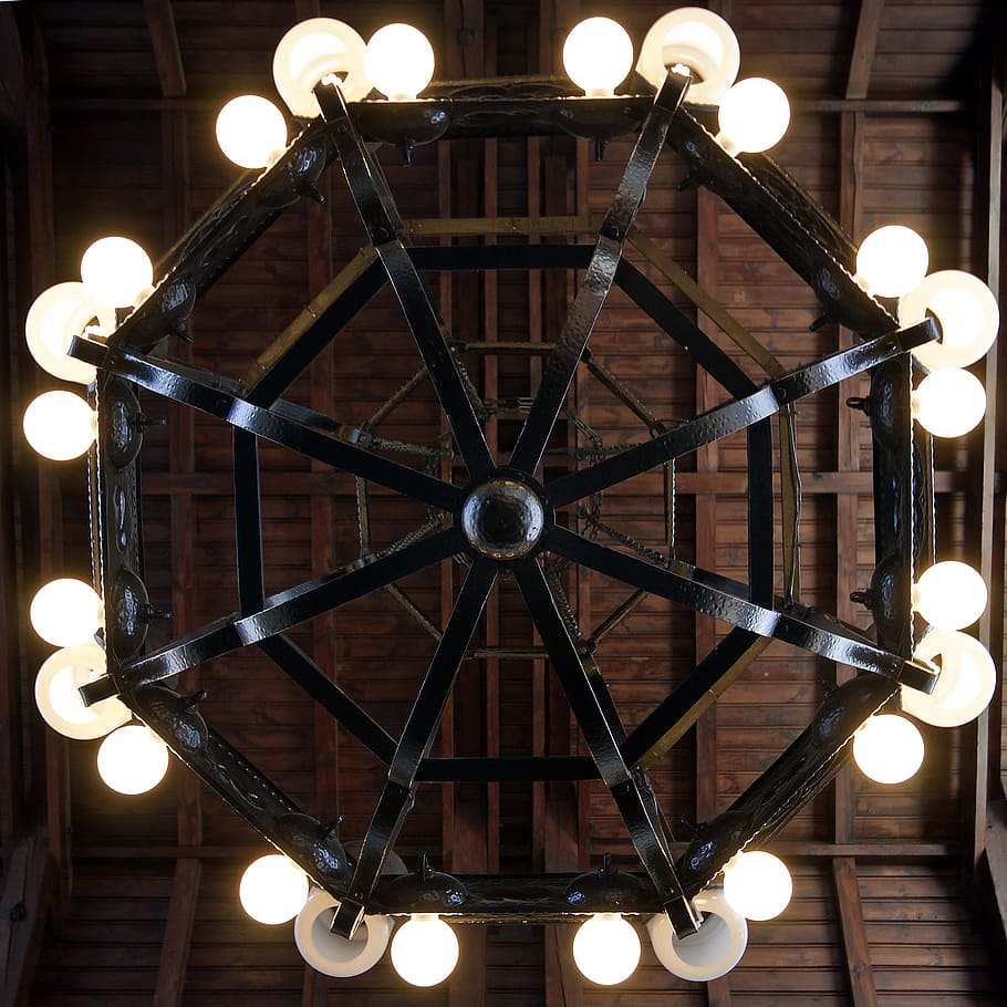 light, lights, chandelier, ceiling, inside, interior, iron HD wallpaper