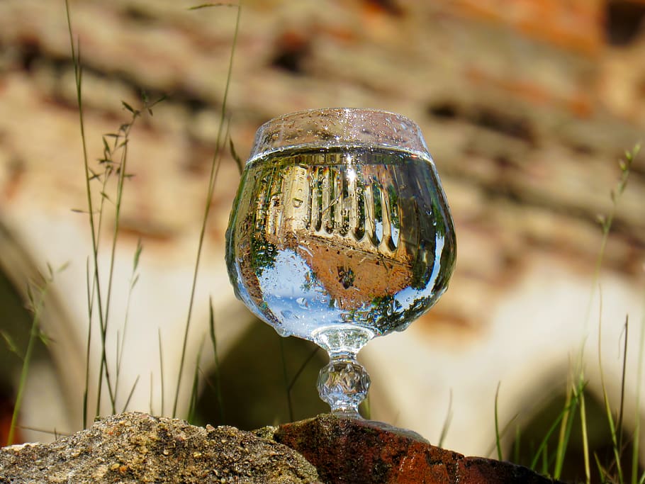 drink, glass, water, reflection, transparent, air, tableware, HD wallpaper