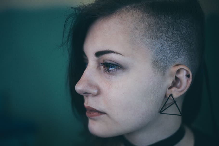 Hd Wallpaper Woman With An Edgy Shaved Haircut Looks Sad