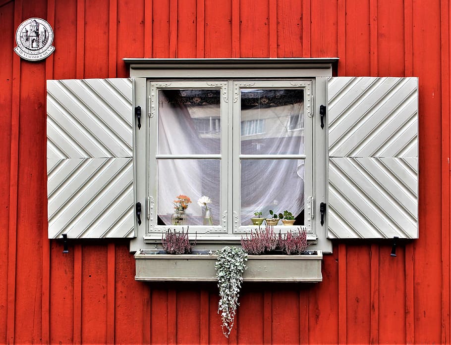 window, facade, building, stockholm, wooden fascia, shutters HD wallpaper