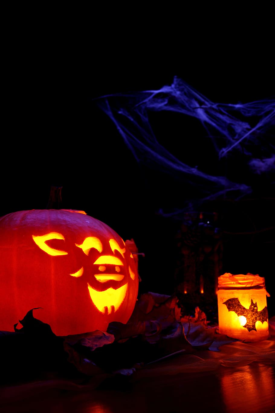Dark, Decoration, Fall, Glow, glowing, halloween, illuminated HD wallpaper
