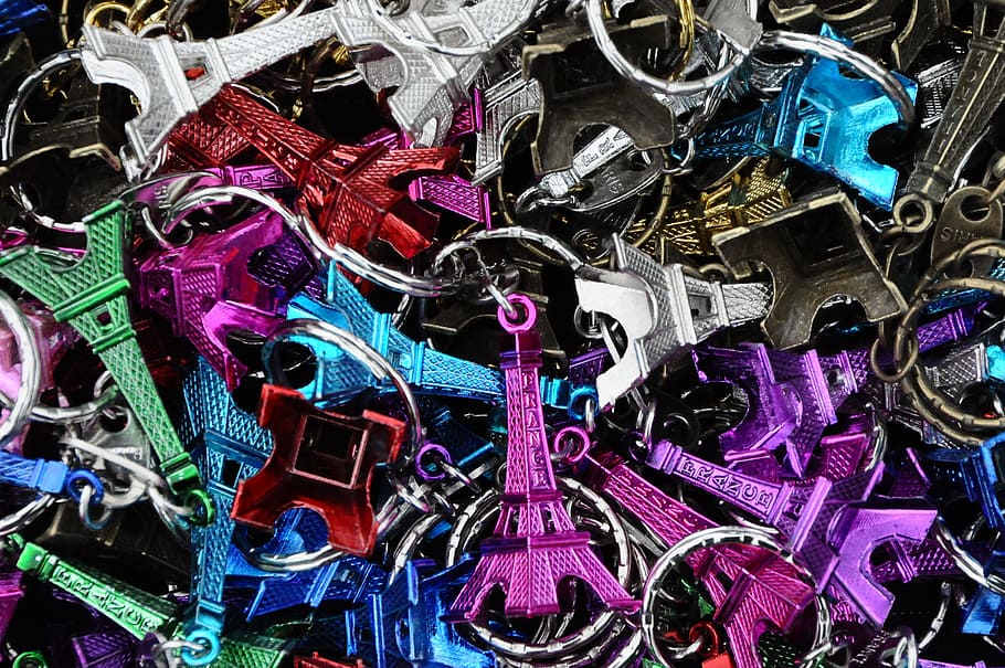 key ring, eiffel tower, memories, paris, colors, tourist, full frame HD wallpaper