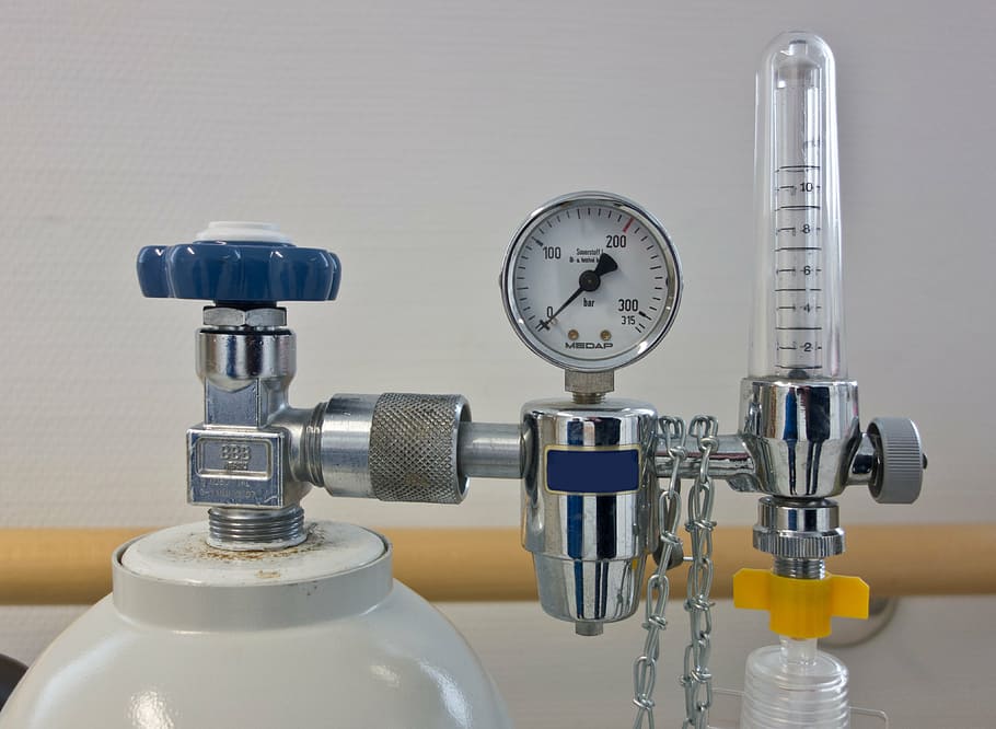 white and grey medical oxygen pressure, pressure regulator, oxygen lax, HD wallpaper