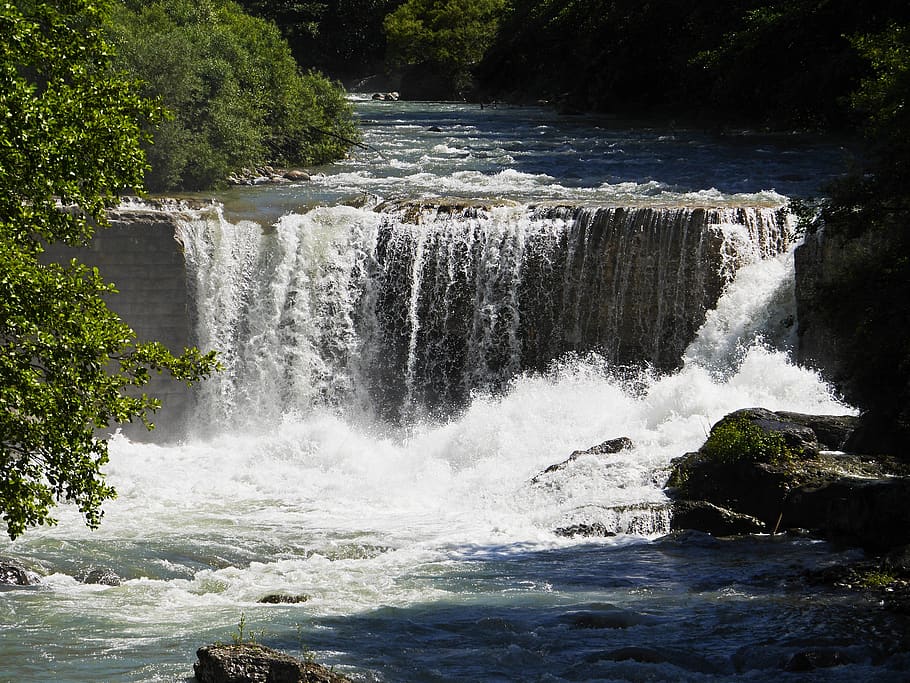 la vésubie, alps river, waterfall, rapids, rock, demolition edge