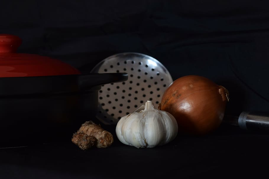 cooking, garlic, onions, food, food and drink, healthy eating HD wallpaper