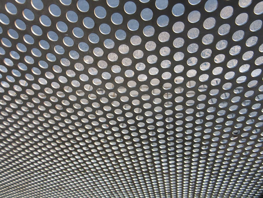 holes, sheet, grid, metal, perforated sheet, pattern, geometry background HD wallpaper