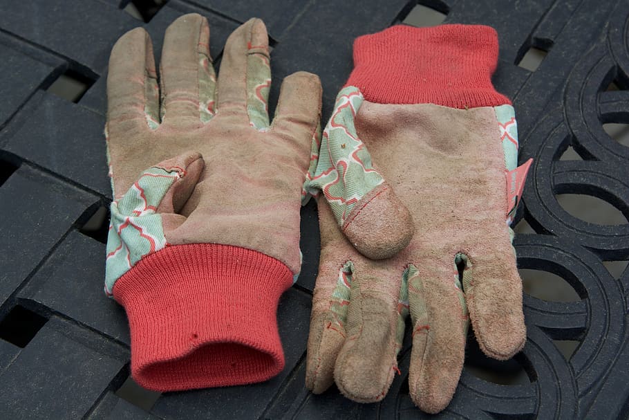 gloves, garden, dirty, gardening, agriculture, work, plant, HD wallpaper