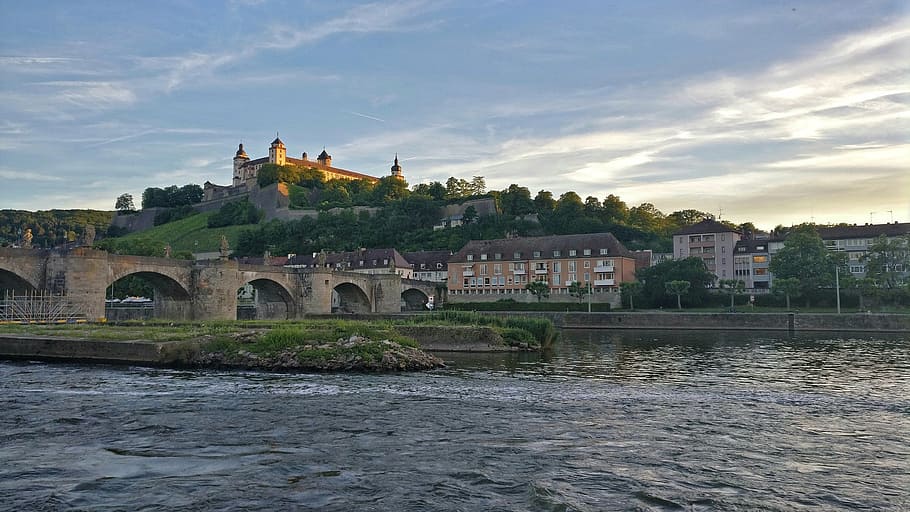 castle, bridge, river, water, sunset, sky, architecture, built structure HD wallpaper