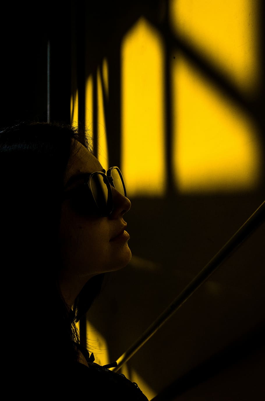 selective focus photo of woman at night time, person in sunglasses looking at window, HD wallpaper