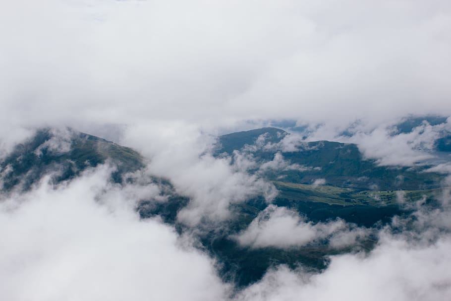 aerial photography of clouds, aerial photography of cumulus clouds HD wallpaper