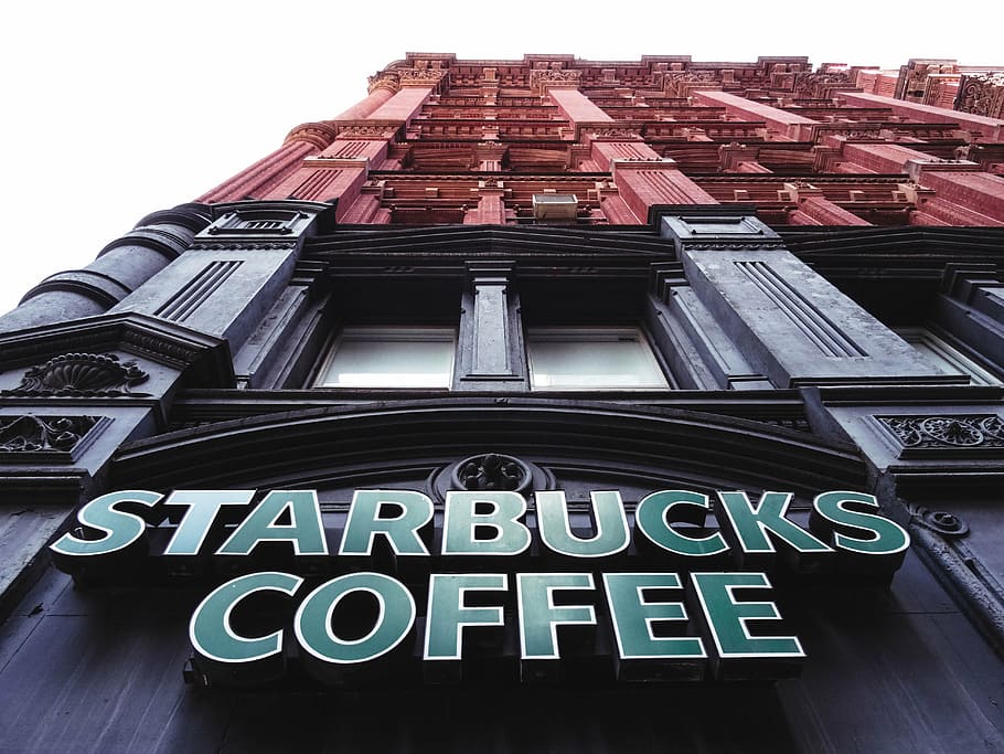 low angle photography of black Starbucks Coffee store, potter, HD wallpaper
