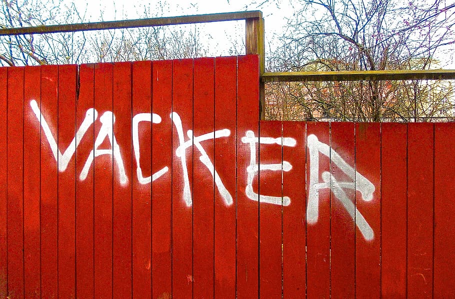 fence, beautiful, graffiti, red, sign, text, communication HD wallpaper