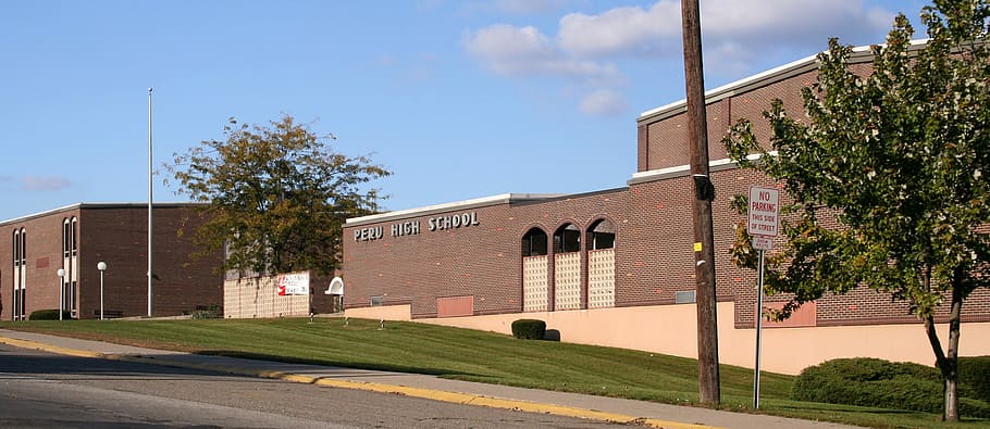 Peru High School in Indiana, building, education, public domain, HD wallpaper