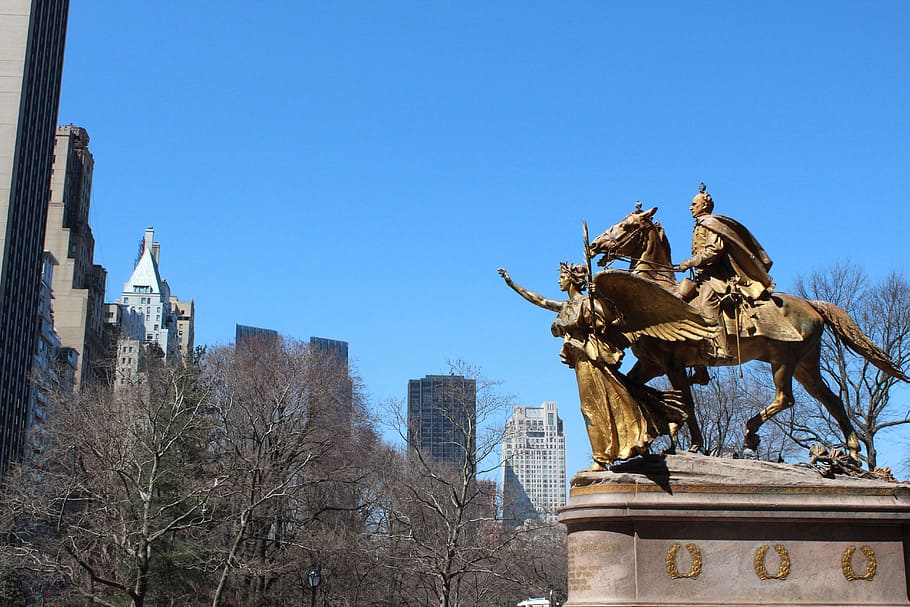 central park, state, usa, manhattan, new, statue, architecture, HD wallpaper