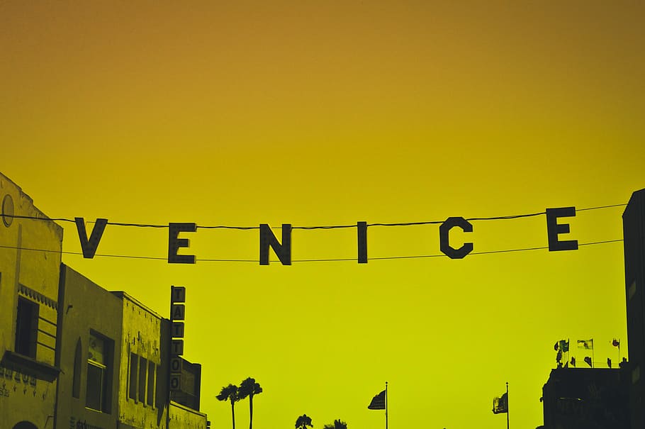 VENICE hanging decor, silhouette photo of Venice buntings, stock photo