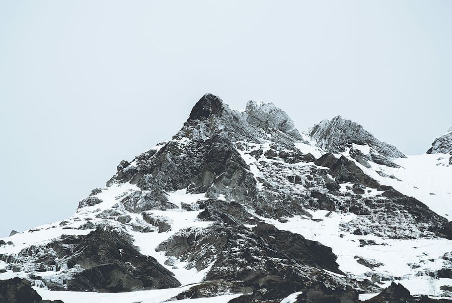landscape photography of mountain alps, snow covered mountain HD wallpaper