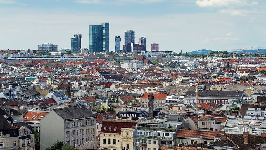 Vienna, Panorama, View, Downtown, skyscraper, capital, architecture HD wallpaper