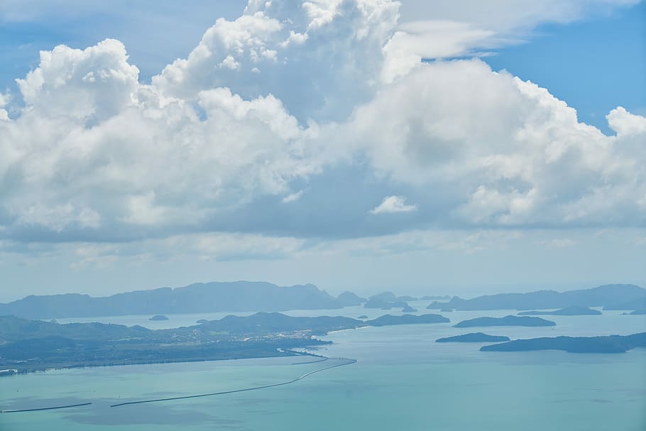 sea under white clouds and blue sky at daytime, Ada, Blue, Cloud HD wallpaper