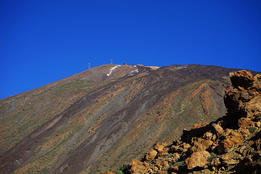 mountain, volcano, teide, lava, lava fields, lava flow, petrified HD wallpaper