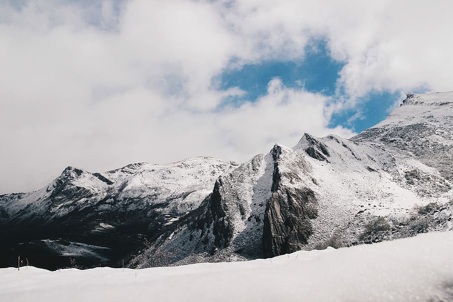 landscape photography of snow mountains, mountain alps, forest HD wallpaper