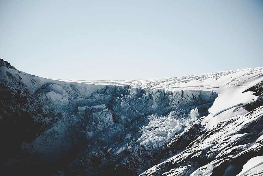mountain covered of snow, aerial photography of snow mountain during daytime HD wallpaper