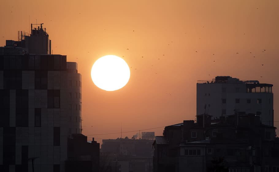 city, sun, sunset, building exterior, architecture, built structure HD wallpaper