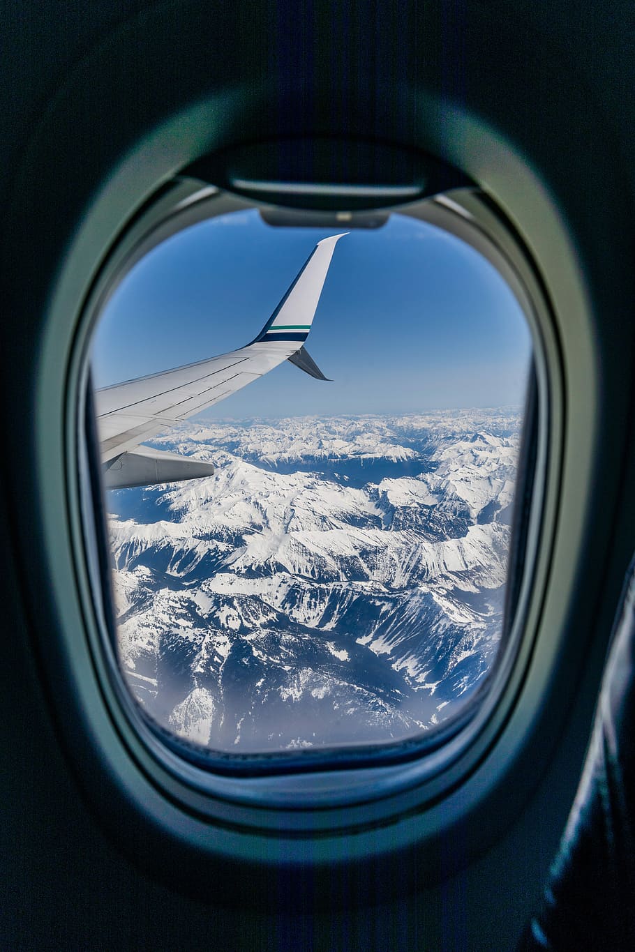 aerial view photography of mountains from airplane, white airplane near snowy mountain, HD wallpaper