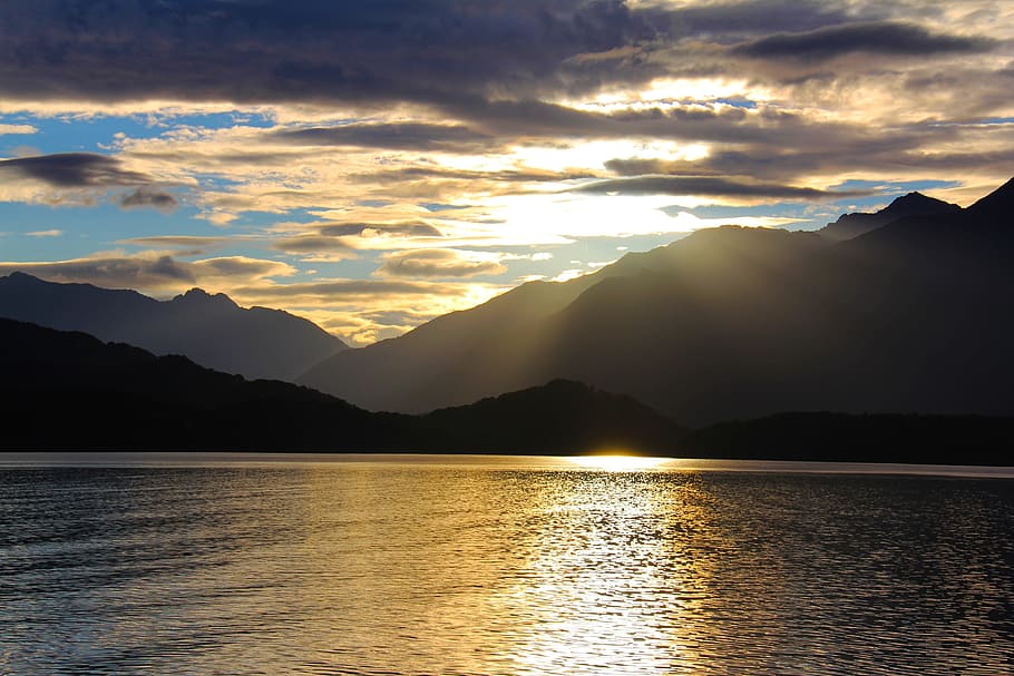 Sunset, Tranquil, Scenic, View, beautiful, sea, cruise, te anau HD wallpaper