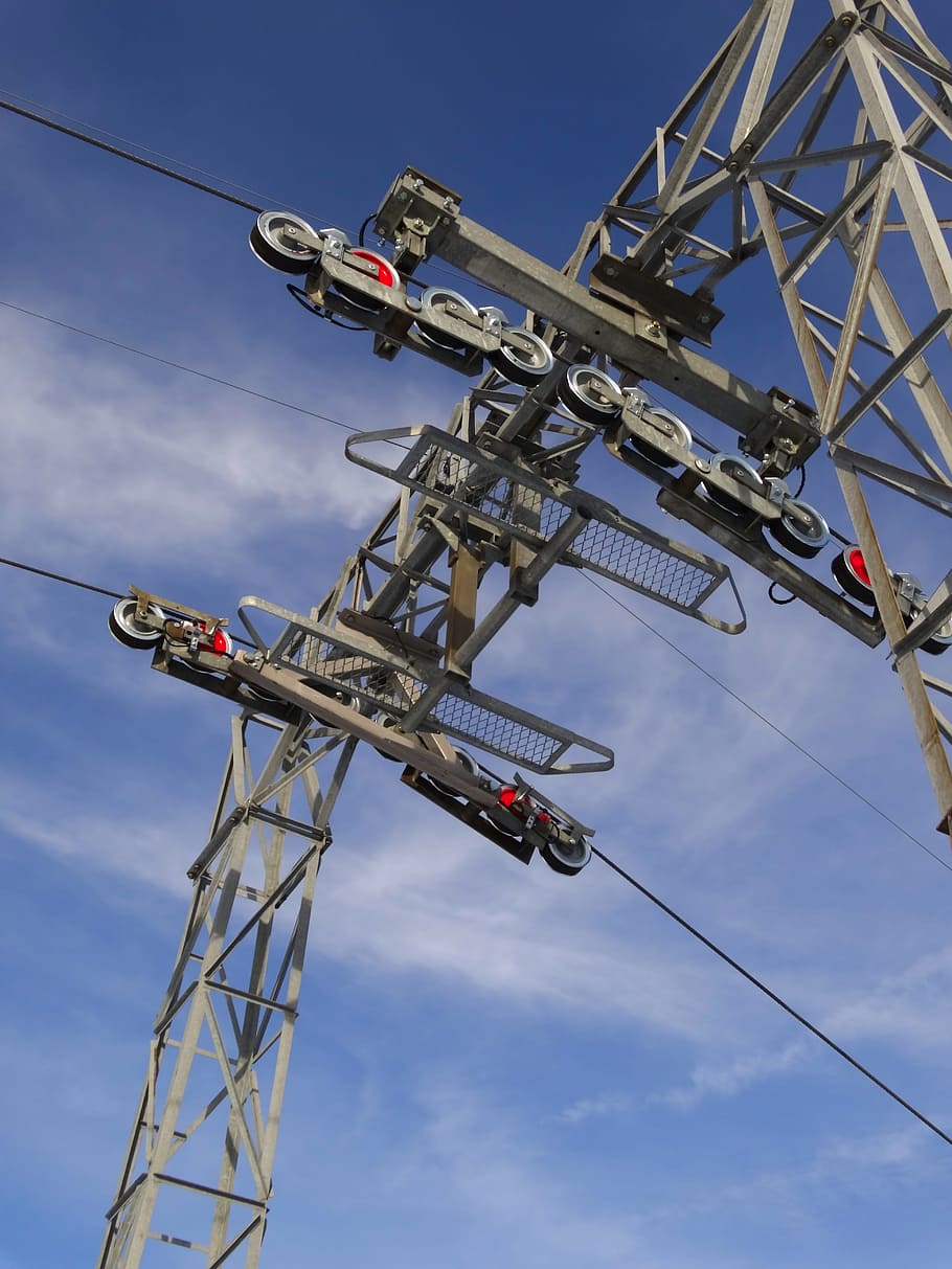 Ski Lift, Pulleys, Technology, cable, rope, sky, industry, day HD wallpaper
