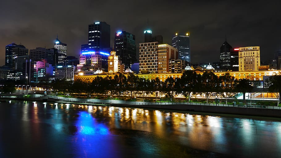 multicolored city high rise buildings, yarra, melbourne, river HD wallpaper