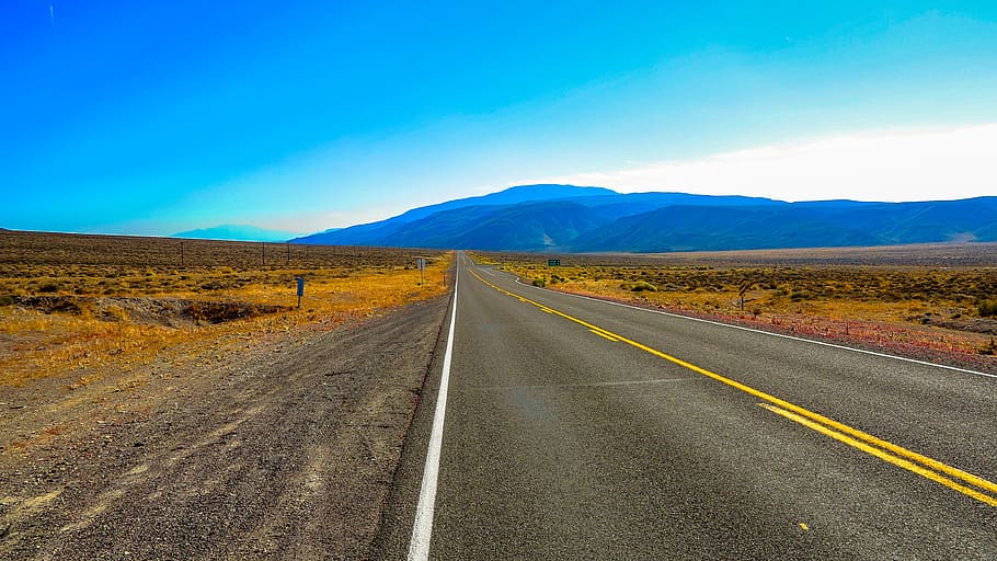 highway, asphalt, nature, empty, travel, sky, landscape, desert HD wallpaper