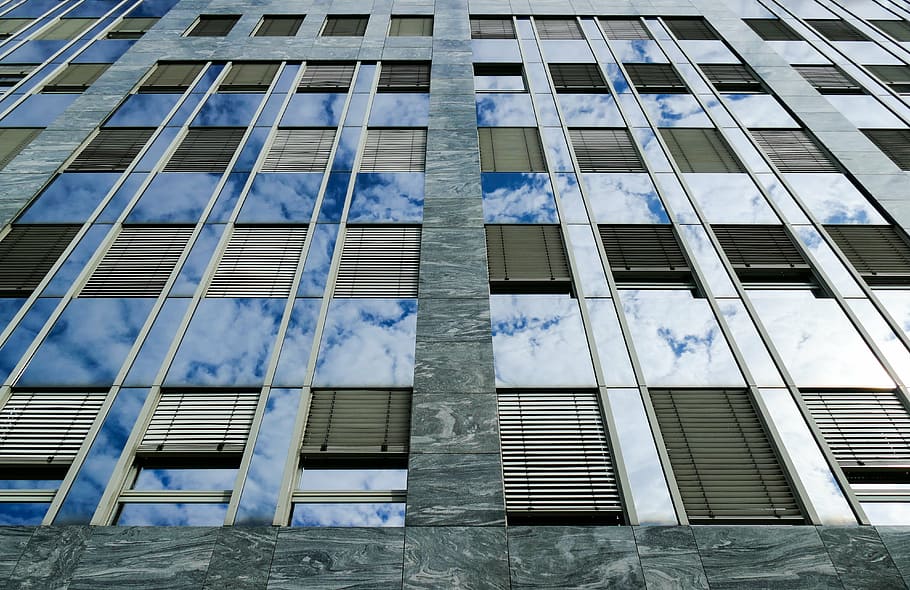 low-angle photo of glass window, swpark, nuremberg, facade, arichitek, HD wallpaper