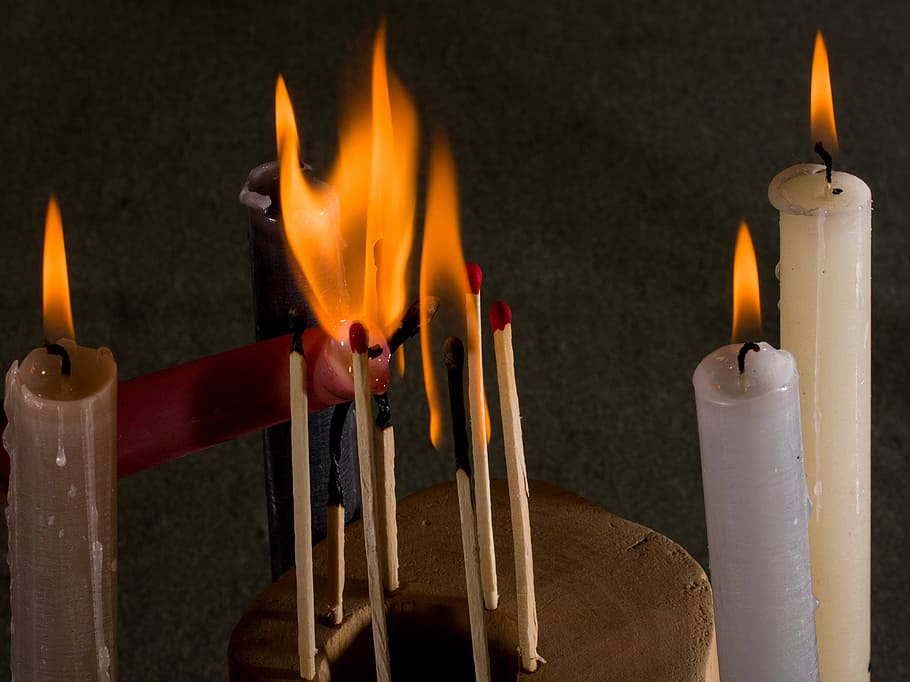 candles, matches, kindle, fire, flame, burning, fire - natural phenomenon HD wallpaper