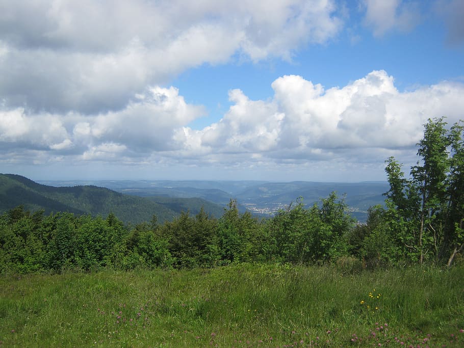 vosges, view, panorama, summer, green, wide, sky, relaxation HD wallpaper