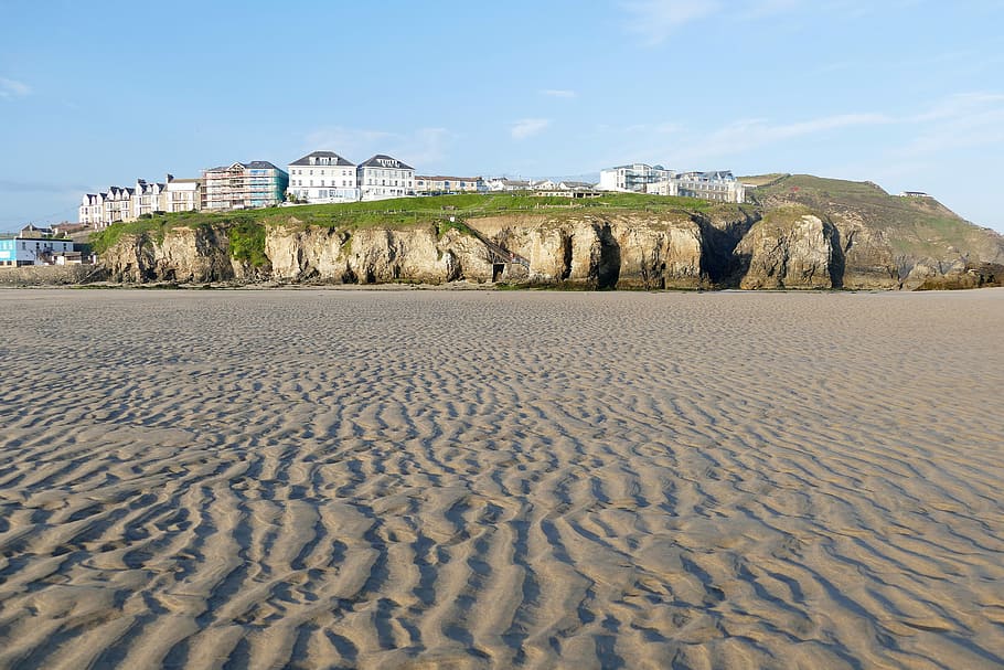 Beach, Perranporth, Sea, Cornwall, Coast, england, waves, bay HD wallpaper