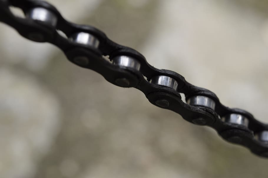 HD wallpaper closeup photo of black metal bicycle chain bike