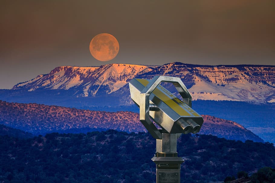viewpoint, telescope, binoculars, lookout, coins telescope, HD wallpaper